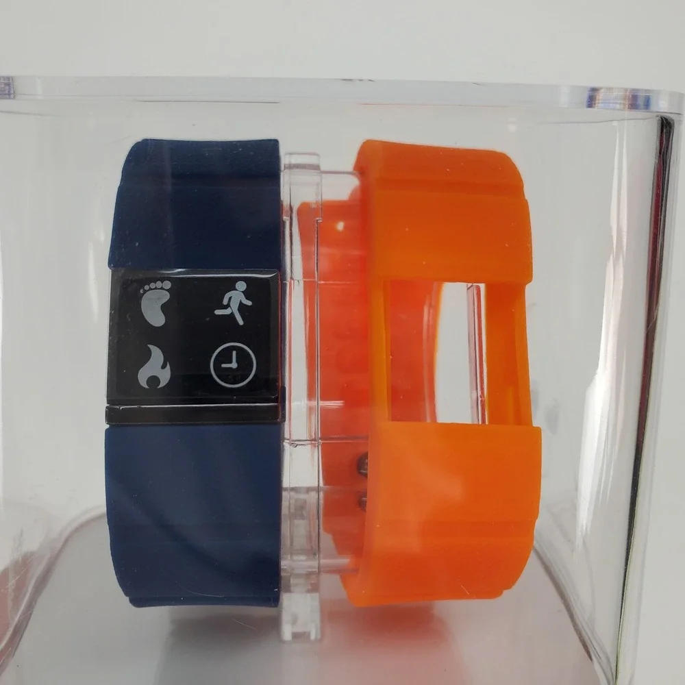 iFitness Activity Tracker Navy Blue with Orange Interchangeable Band IFT5419BK